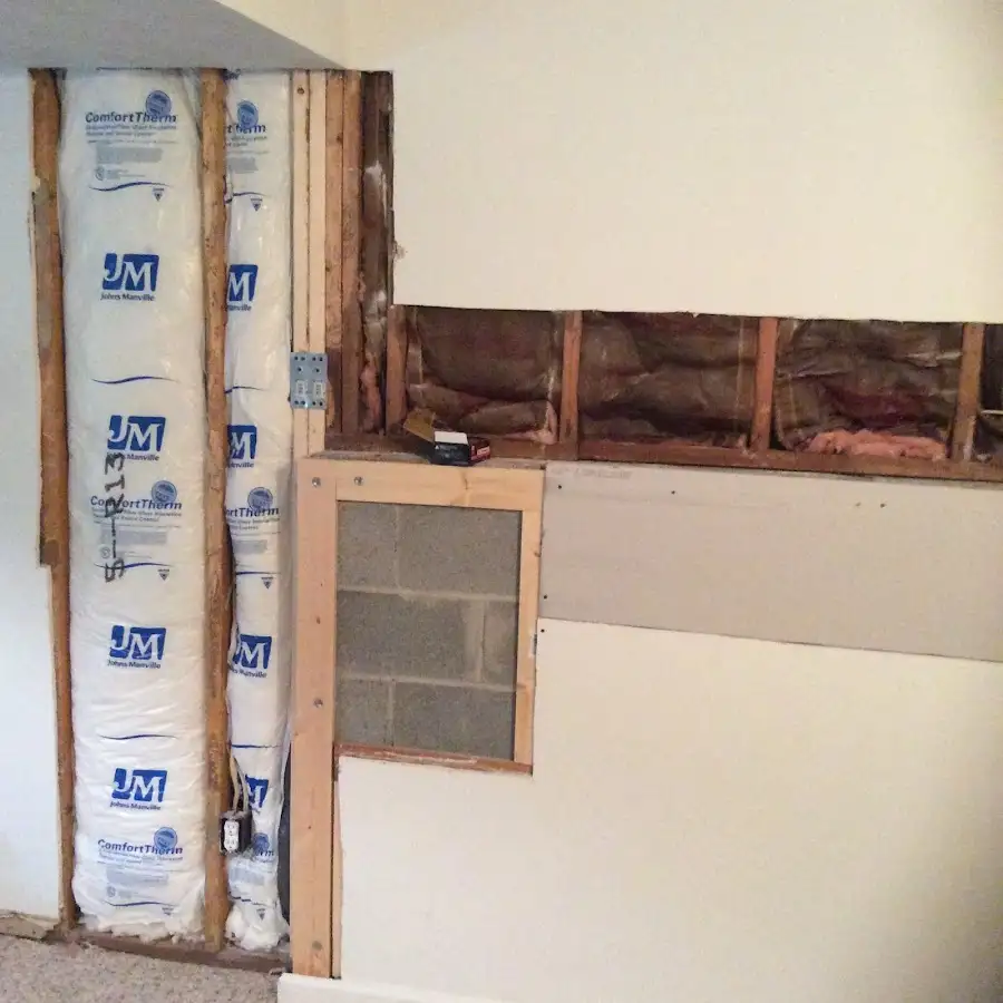 Wall insulation replacement during Basement Flood Cleanup in High Point